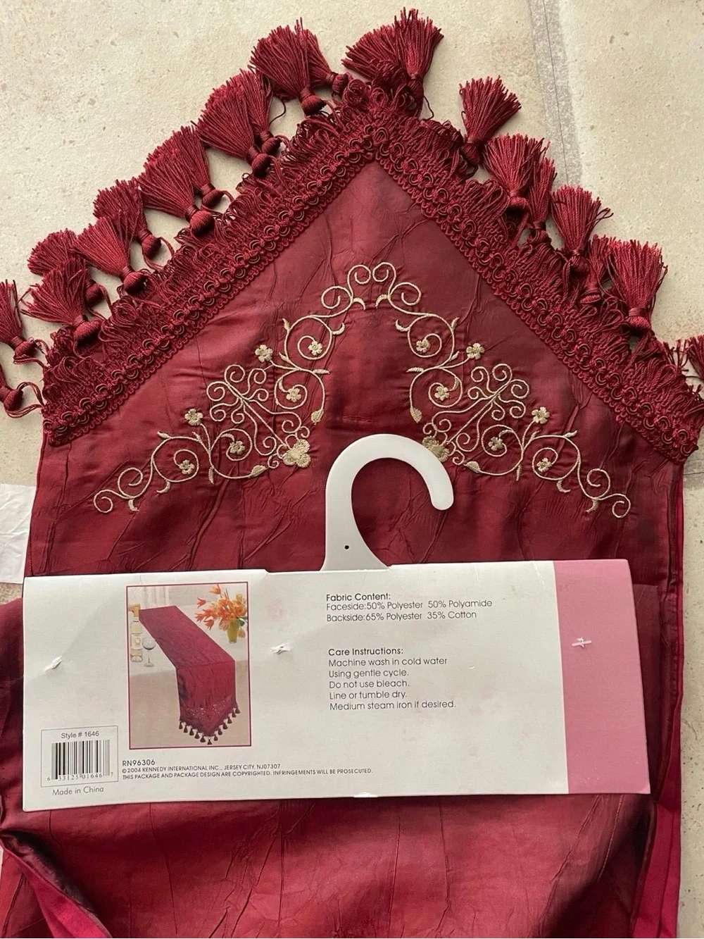 Elegant Red Table Runner with Tassel Trim